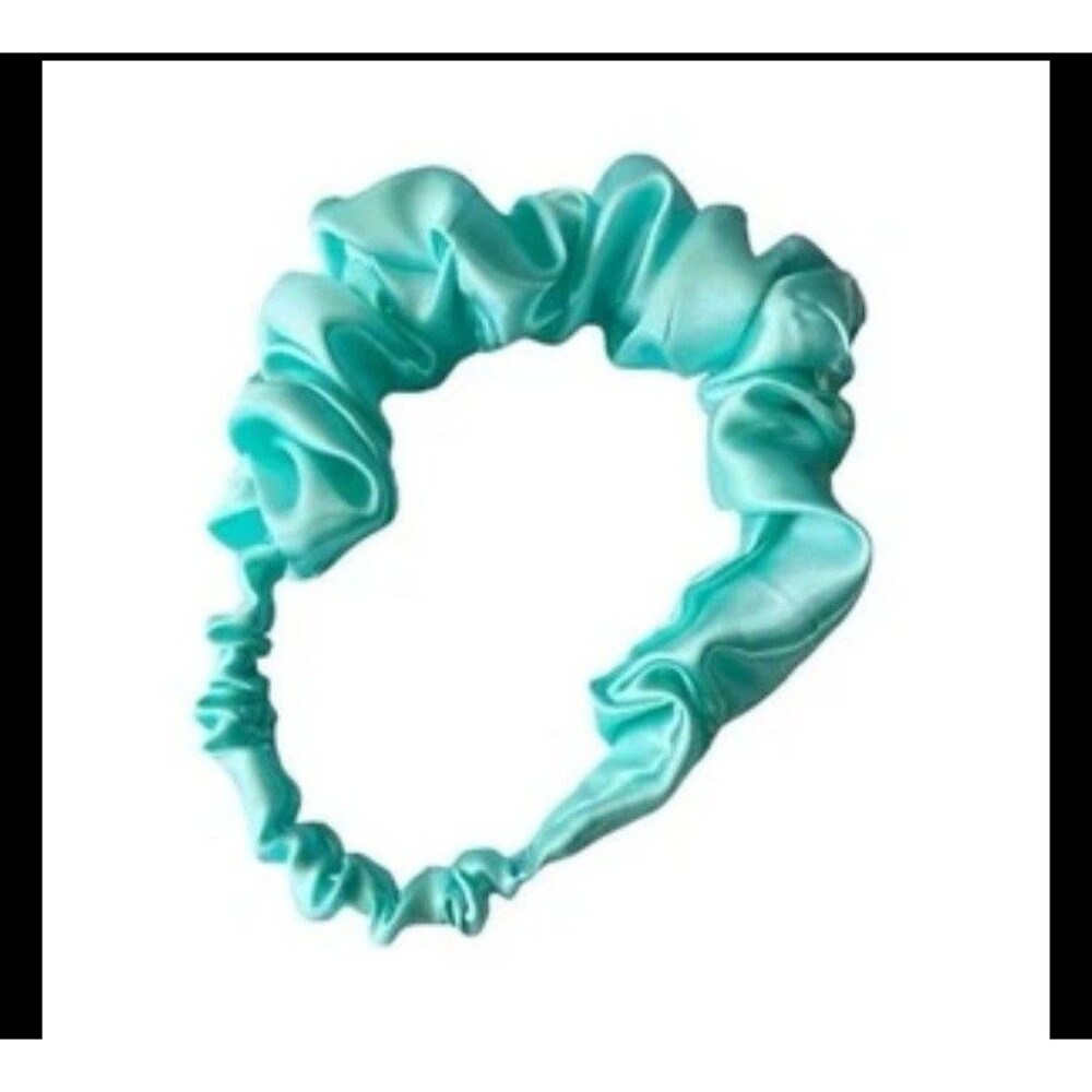 Blue Satin Headband wrap scrunched For Women’s And Girls Pleated design - Picture 12 of 12